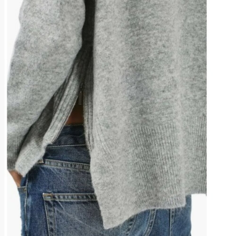 Women's Topshop Gray Side Zip Sweater Size 8 - Picture 3 of 9